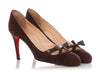 Christian Louboutin Brown Suede Minima Bow Pumps