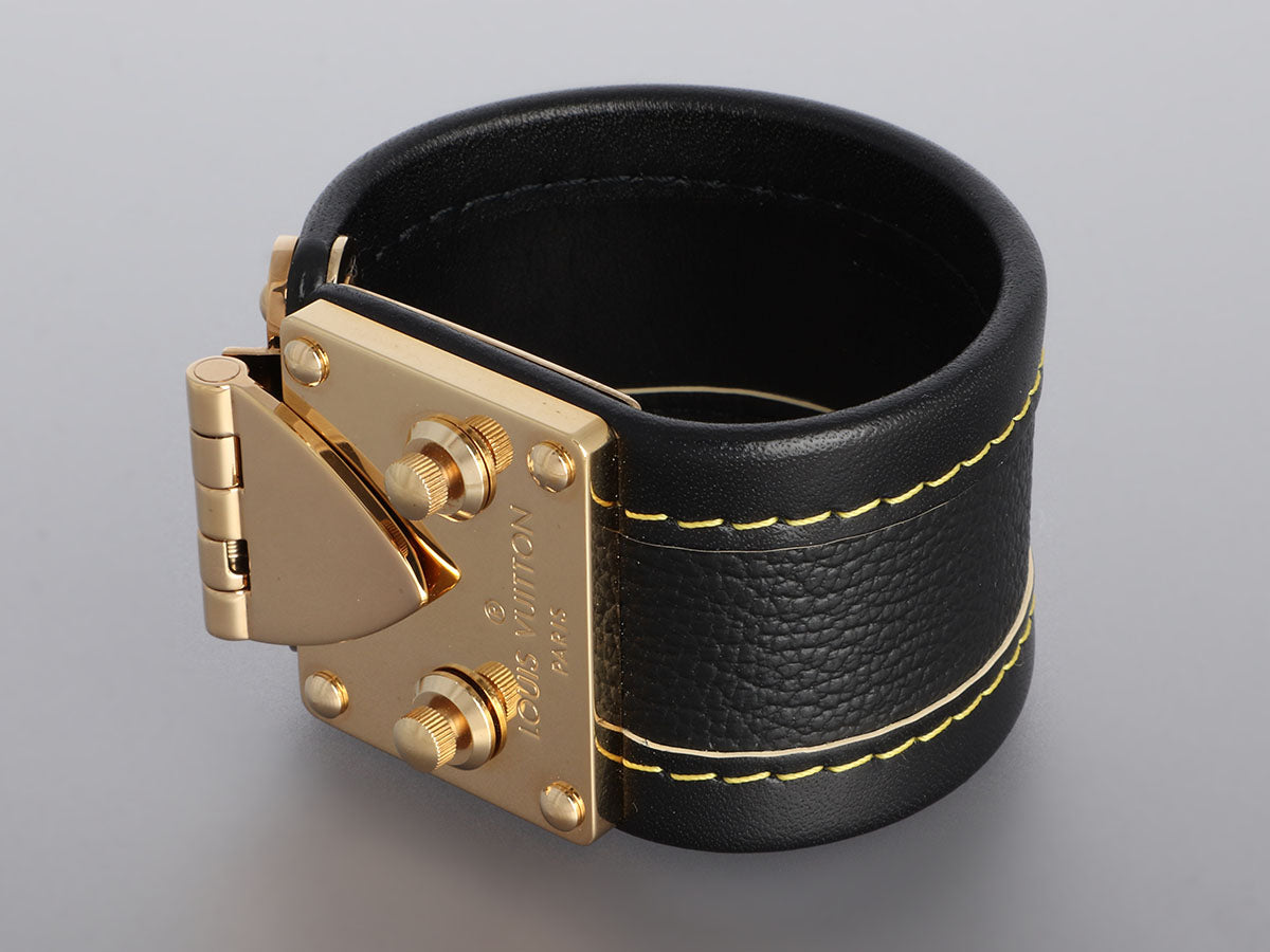 Louis Vuitton Black Suhali Leather Narrow Double Tour Belt Size