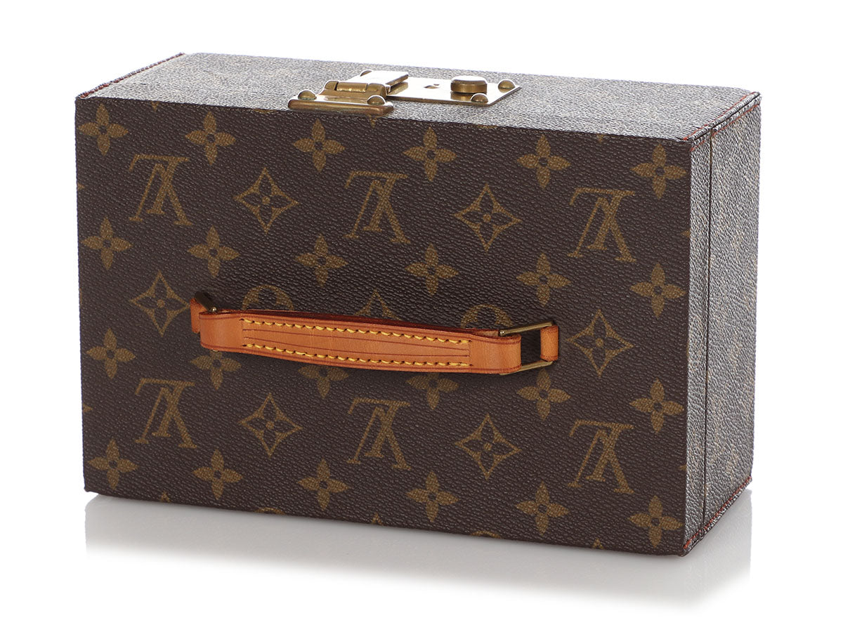 Authentic Louis Vuitton LV Logo Monogram Jewelry Hard Box Case For