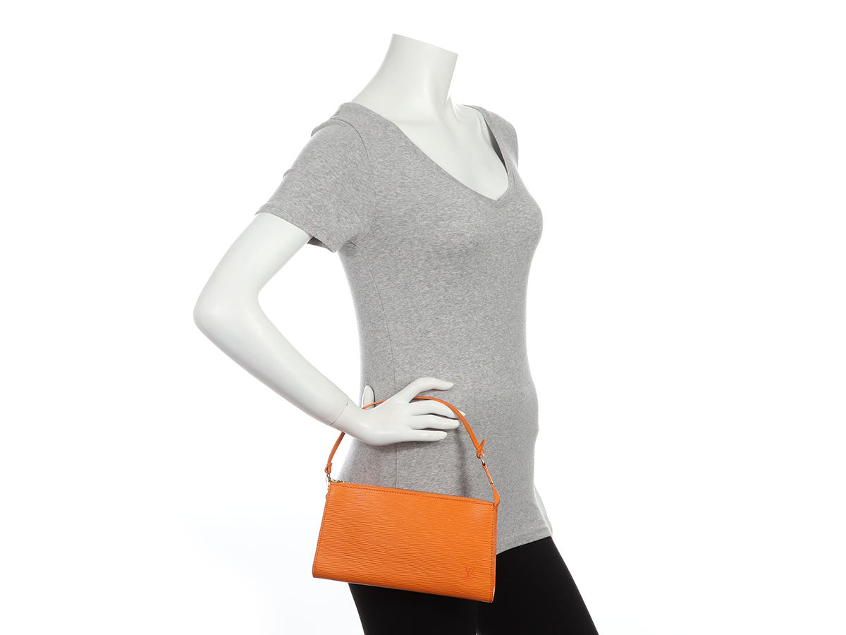 Louis Vuitton Pochette Accessories NM Epi Leather Pouch Orange