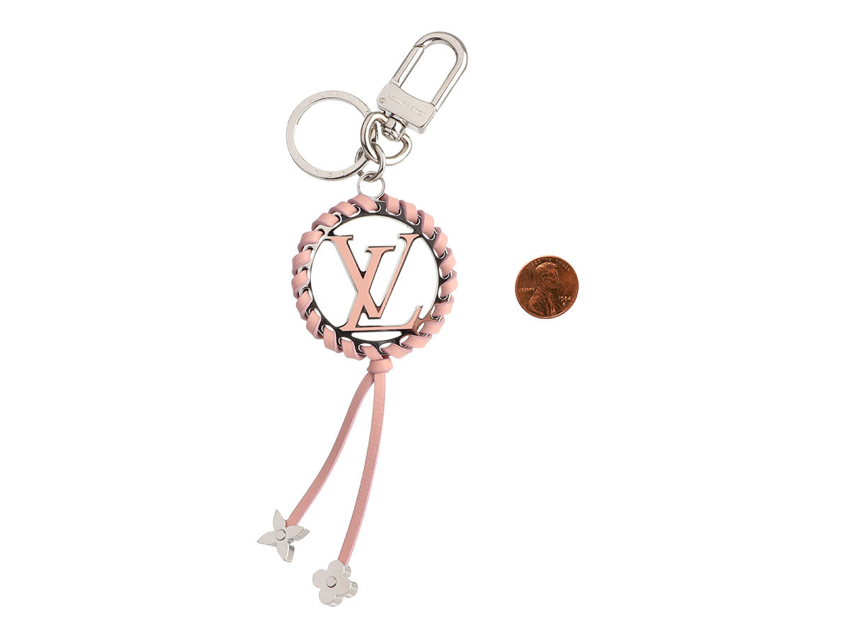 Louis Vuitton Silvertone Metal and Pink Leather Very Key Holder and Bag Charm
