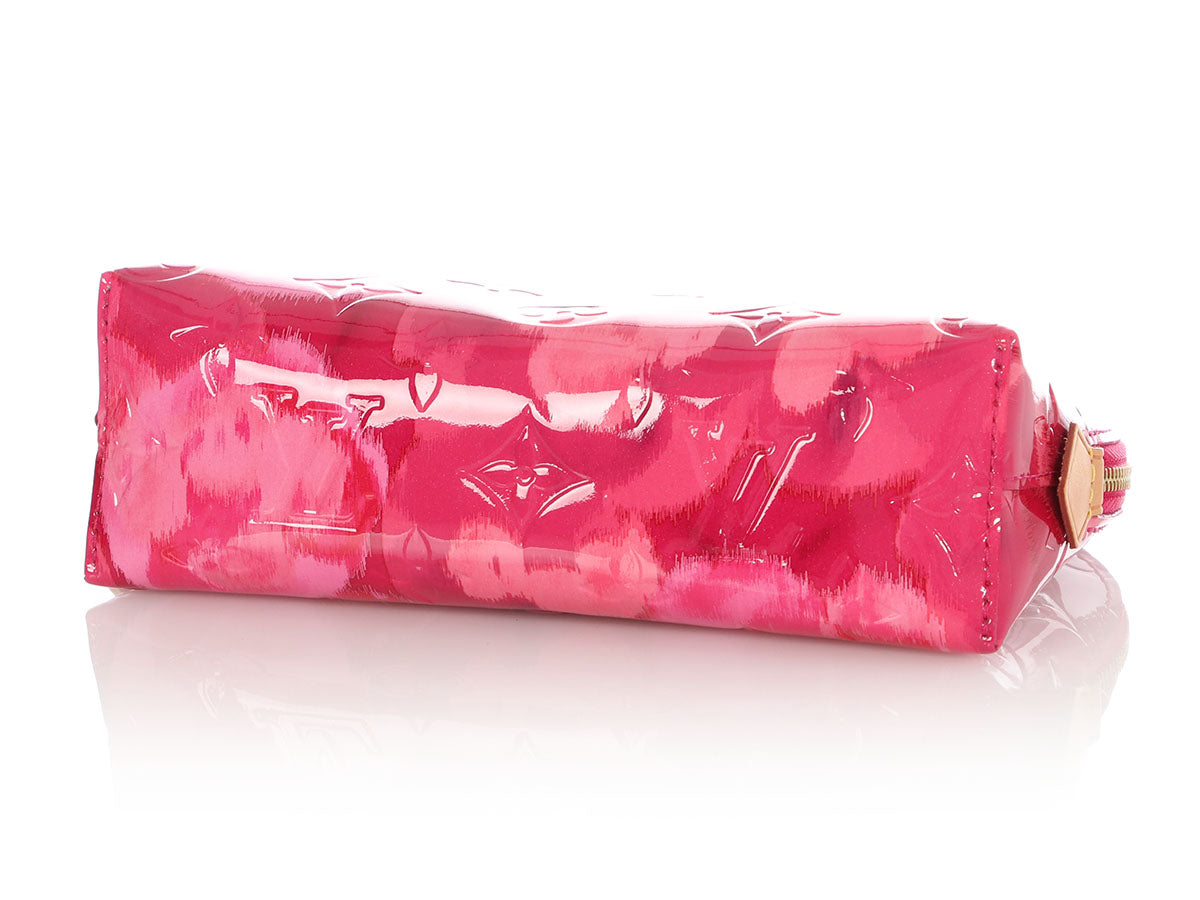 LOUIS VUITTON Vernis Ikat Flower Pochette Cosmetic Pouch Pink