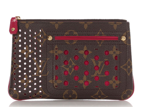 Louis Vuitton Monogram and Fuchsia Perforated Zip Pouch