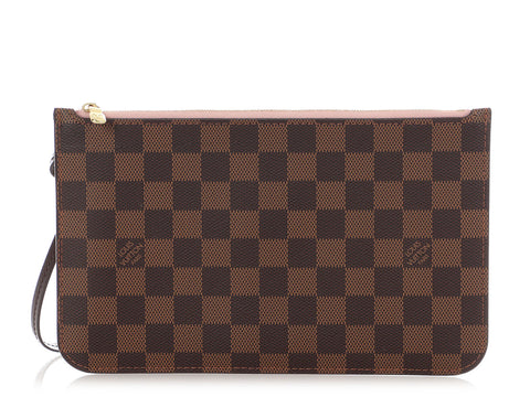 Louis Vuitton Damier Ebène and Rose Ballerine Neverfull Pouch MM/GM