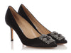 Manolo Blahnik Black Satin Crystal Embellished Hangisi Pumps