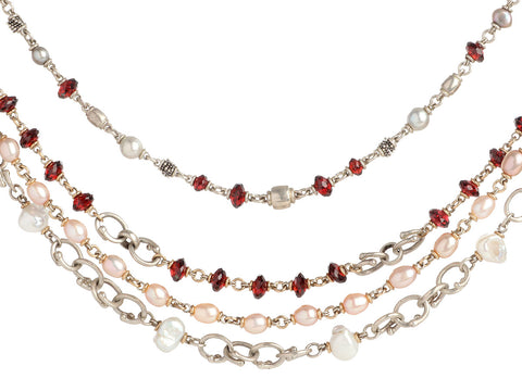 Michael Dawkins Sterling Silver Multi-Bead Necklace Set