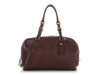 Prada Brown Vitello Daino Logo Bauletto Bag