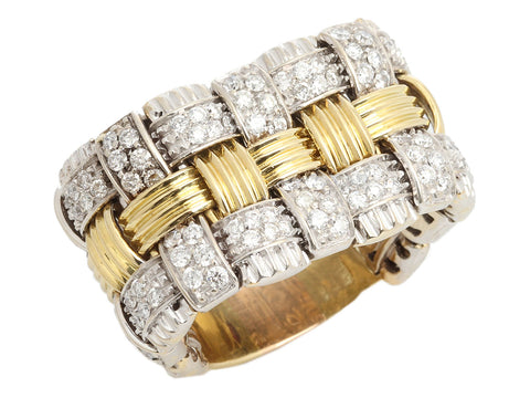 Roberto Coin Two-Tone 18K Gold Diamond Appassionata Band Ring