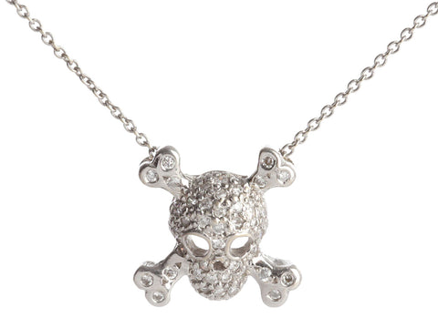 Roberto Coin 18K White Gold Diamond Tiny Treasures Skull Pendant Necklace