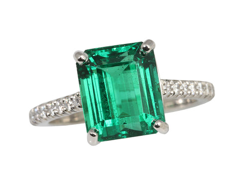 Tiffany & Co. Platinum 2.91-Carat Novo Emerald and Diamond Ring