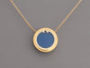 Tiffany & Co. 18K Yellow Gold Blue Agate and Diamond T Circle Pendant Necklace