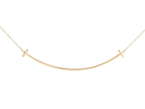 Tiffany & Co. Large 18K Yellow Gold Tiffany T Smile Necklace