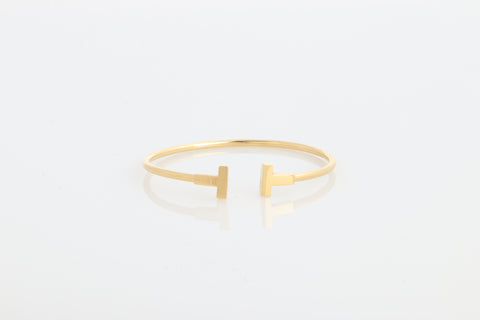 Tiffany & Co. Narrow 18k Yellow Gold T Wire Bracelet