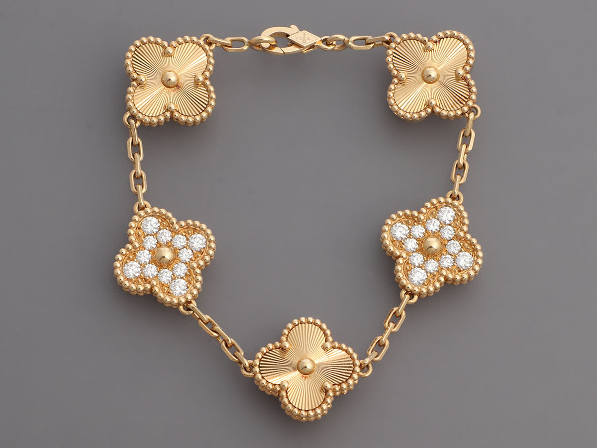 Van Cleef & Arpels Vintage Alhambra 5 Motifs guilloché Bracelet