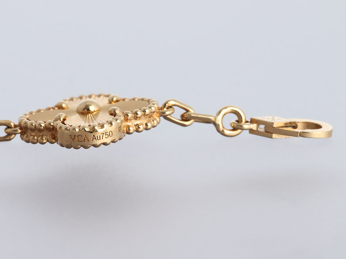 VAN CLEEF & ARPELS 18K Yellow Gold 5 Motifs Guilloche Vintage Alhambra  Bracelet 1219731