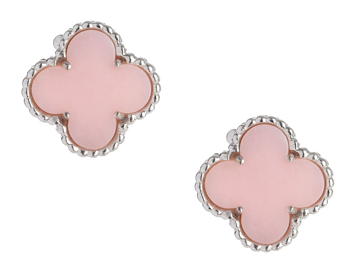 Van Cleef and Arpels Pink Opal Vintage Alhambra Five Motif White