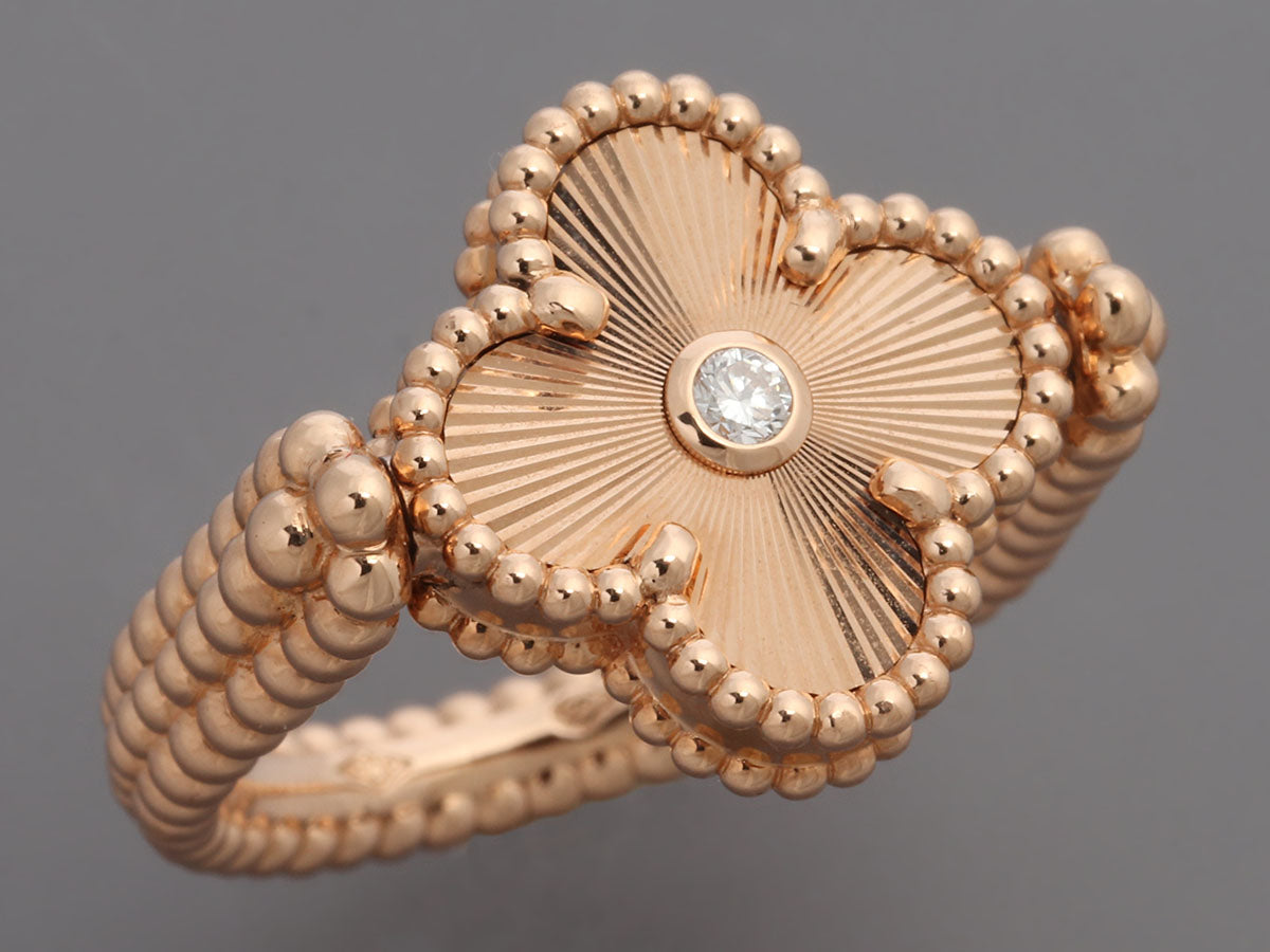 Van Cleef & Arpels - Vintage Alhambra Reversible Ring - Ring Woman Pink gold/Carnelian/Diamond