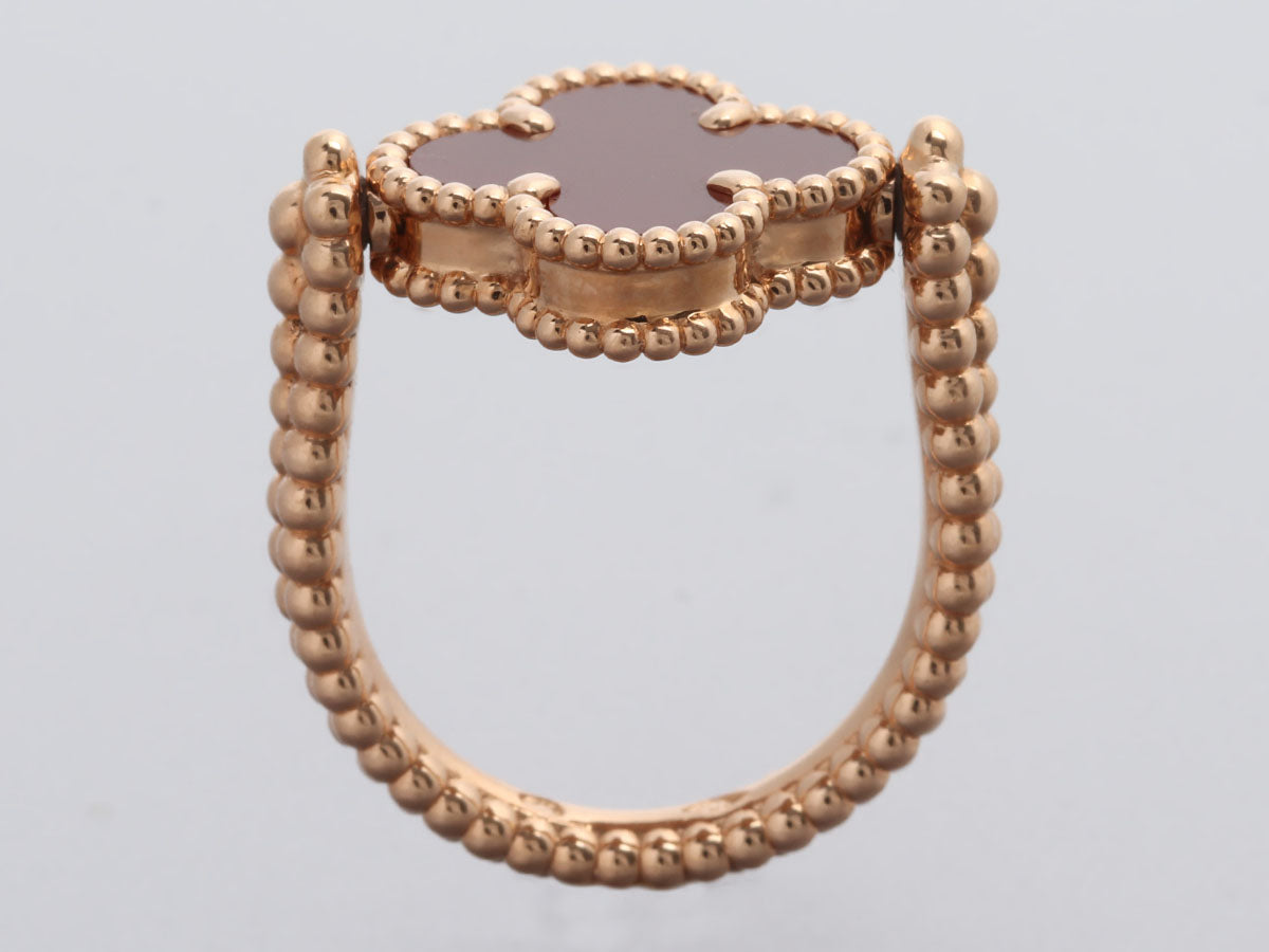 Van Cleef And Arpels Rose Gold Guilloche & Carnelian Vintage Alhambra  Bracelet