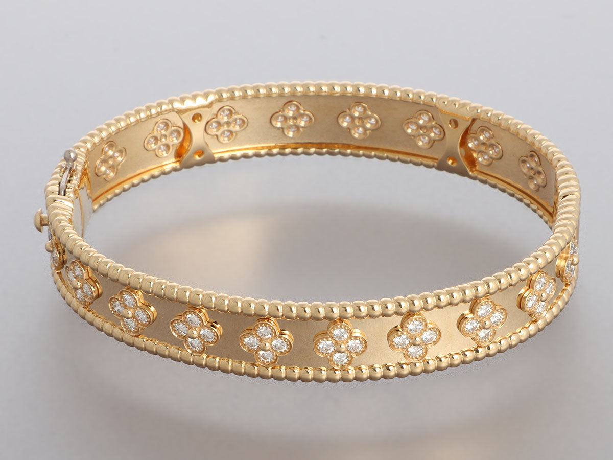 Perlée clovers bracelet, large model 18K rose gold, Diamond - Van