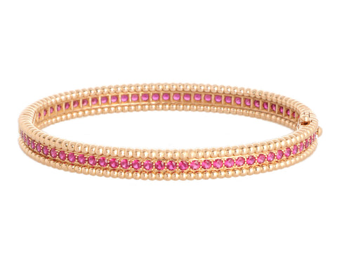 Van Cleef & Arpels 18K Rose Gold Ruby Perlée Bracelet