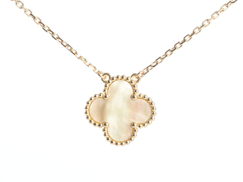 Van Cleef & Arpels 18K Yellow Gold Princess Grace Gold MOP Vintage Alhambra Pendant Necklace