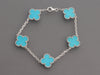 Van Cleef & Arpels 18K White Gold Turquoise Vintage Alhambra Bracelet