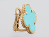 Van Cleef & Arpels 18K Yellow Gold Turquoise Magic Alhambra Pierced Earrings