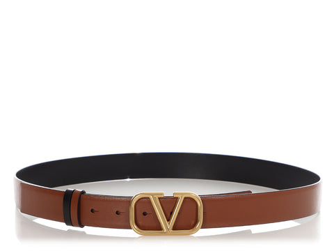 Valentino Brown and Black Reversible VLogo Belt
