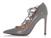 Valentino Gray Rockstud Lace-Up Pumps