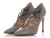 Valentino Gray Rockstud Lace-Up Pumps