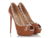 Valentino Tan and Lavender Rockstud Peep-Toe Platform Pumps