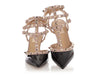 Valentino Black Patent and Taupe Rockstud T-Strap Sandals