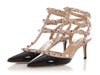 Valentino Black Patent and Taupe Rockstud T-Strap Sandals