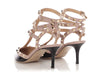 Valentino Black Patent and Taupe Rockstud T-Strap Sandals