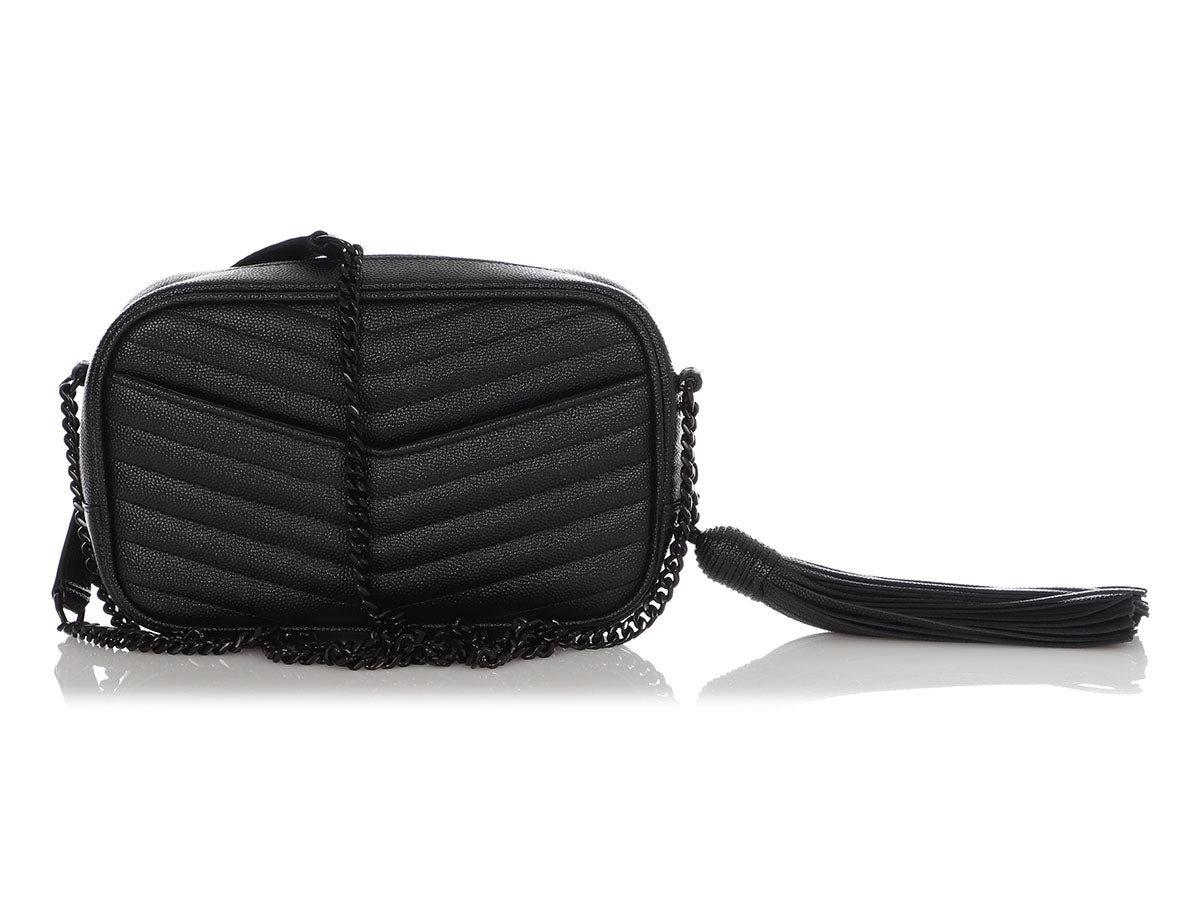 Lou Mini Quilted Leather Crossbody Bag Black