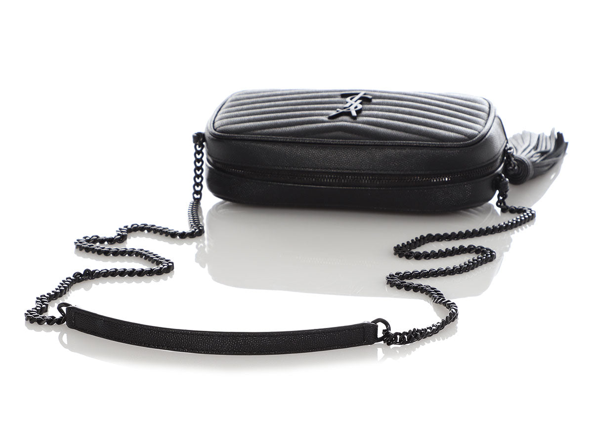 Saint Laurent Monogram Patent Mini Lou Camera Bag - Black Crossbody Bags,  Handbags - SNT274552