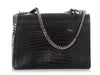 Saint Laurent Medium Black Croc-Embossed Sunset