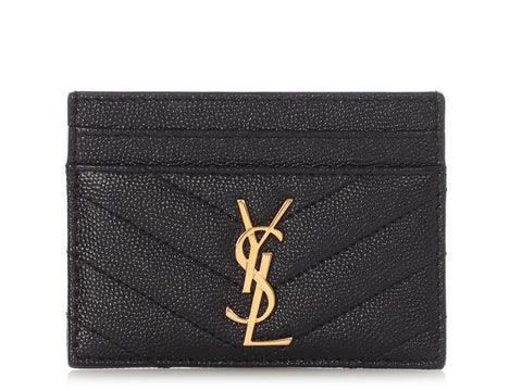 Saint Laurent Black Matelassé Grain de Poudre Card Holder