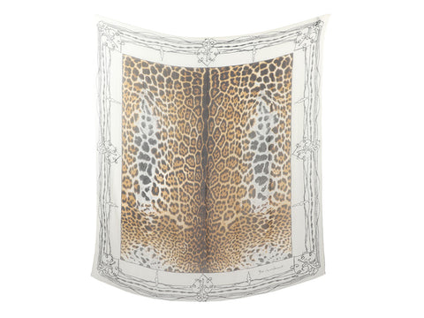 YSL Leopard Print Chiffon Scarf