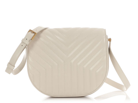 Saint Laurent White Matelassé Joan Shoulder Bag