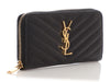 Saint Laurent Large Black Grain de Poudre Monogram Zip Wallet