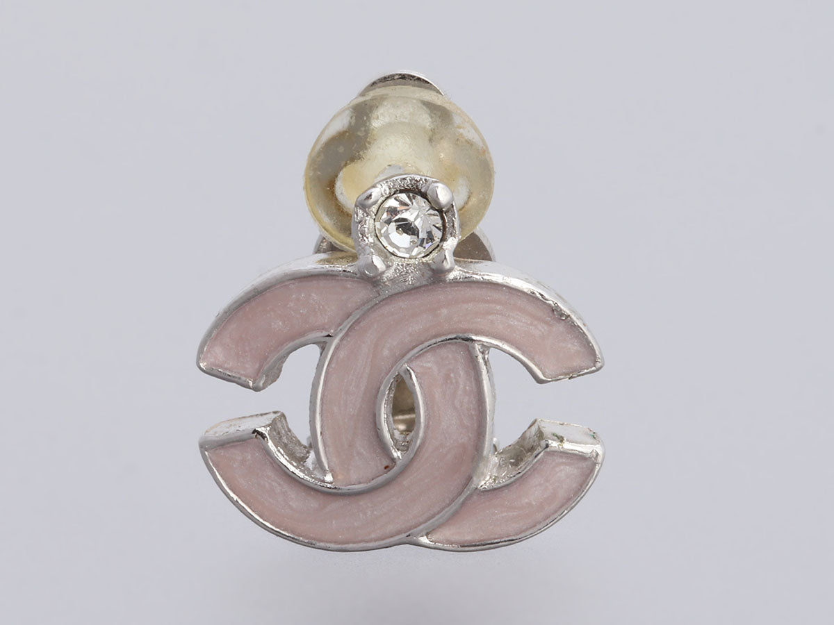 Chanel Hot Pink Dotted CC Logo Clip On Earrings