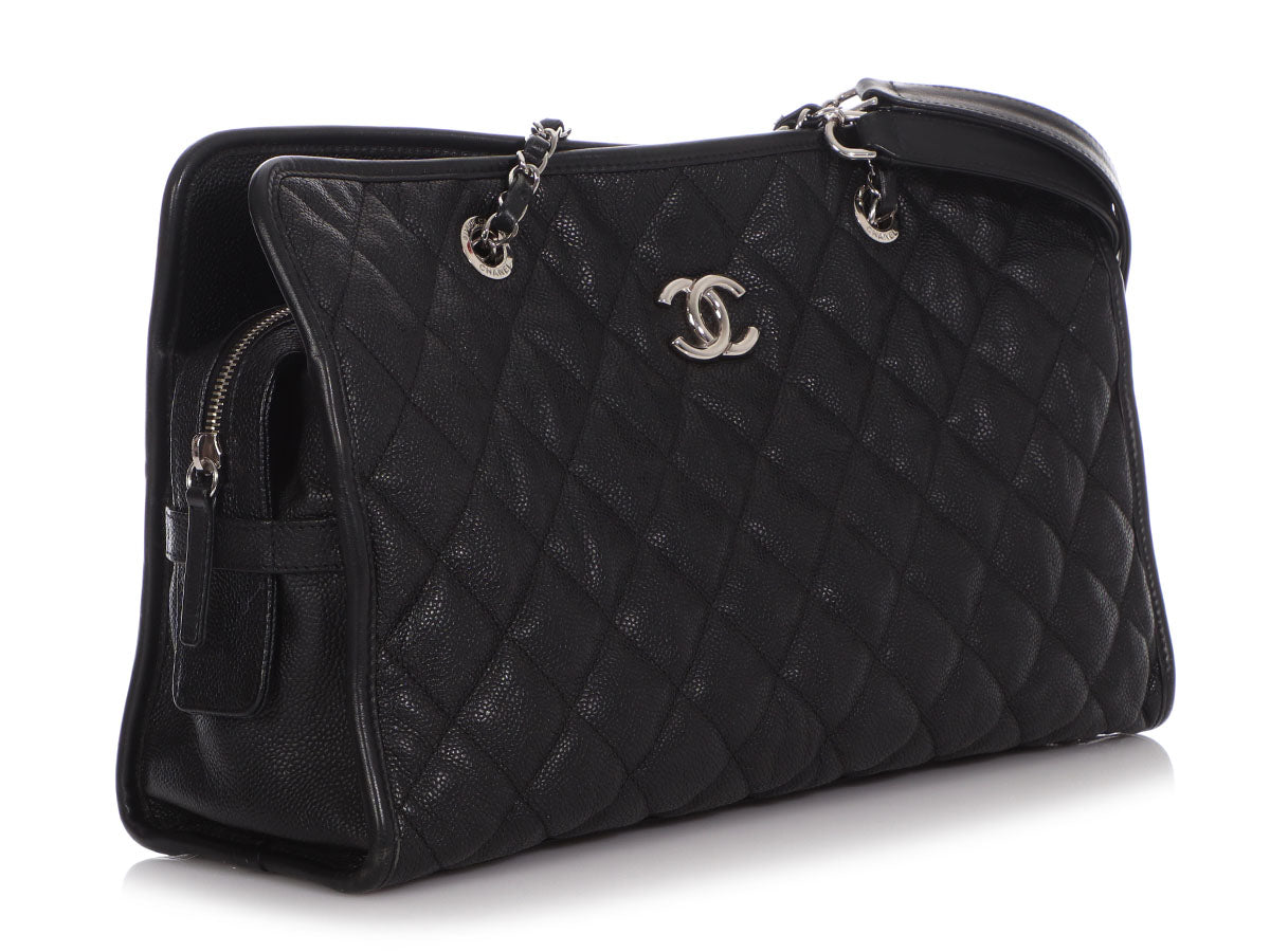 Chanel Tote Le Marais Ligne Quilted Crinkled Coated Large Black - US