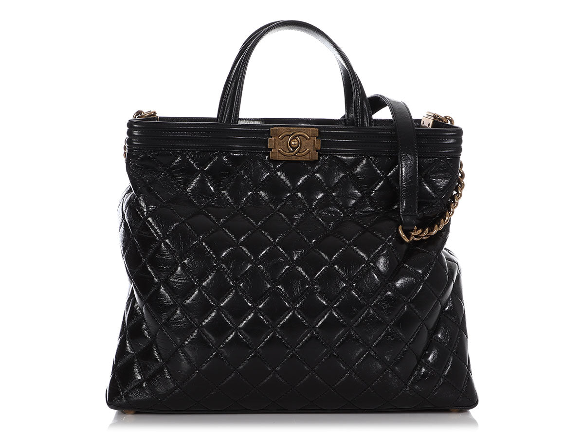 CHANEL Deauville Charms Black Calfskin Large Tote Bag