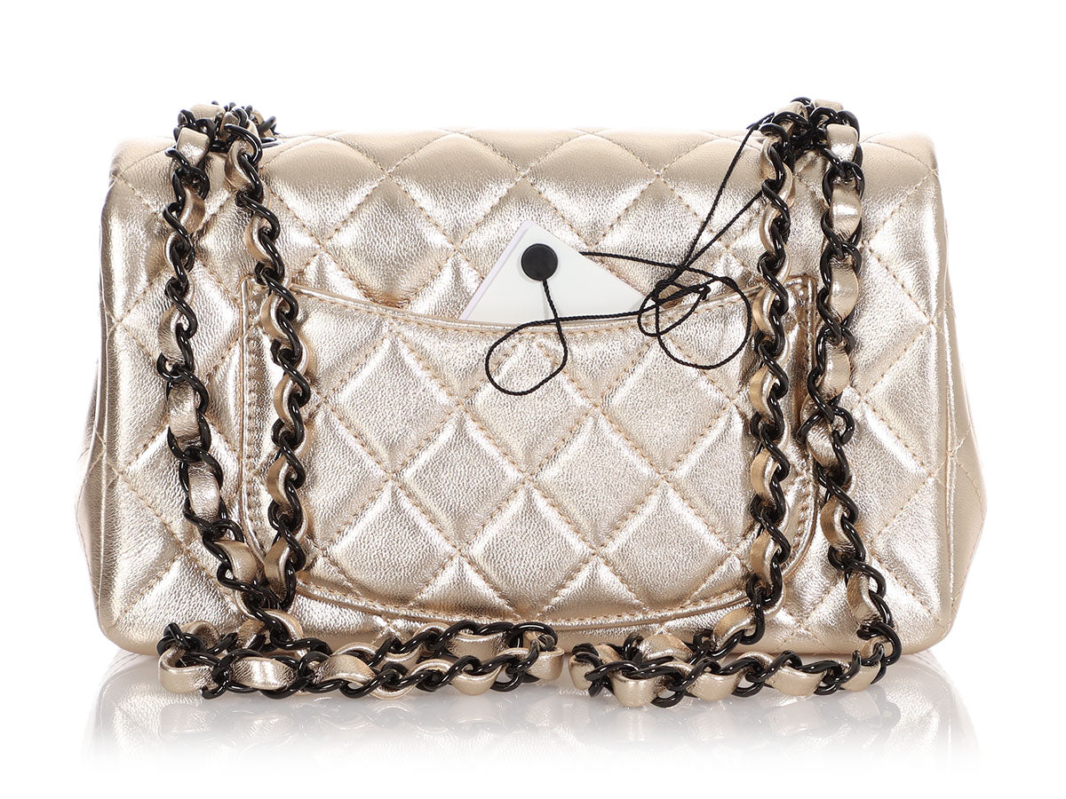 Chanel Gold Metallic Lambskin Medium Classic Double Flap Bag