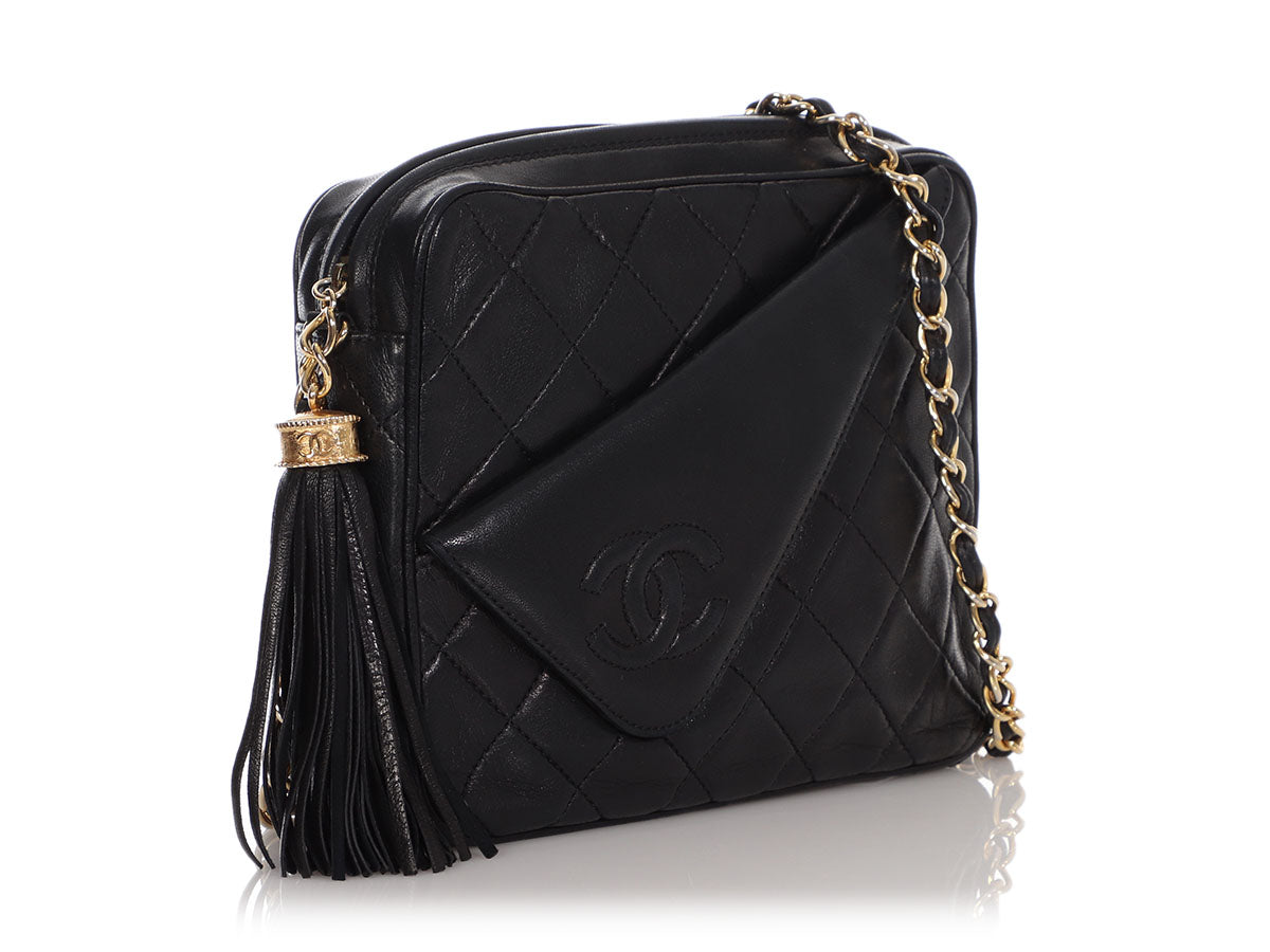 Chanel Vintage Black Quilted Lambskin Medium Multi Pocket Bag