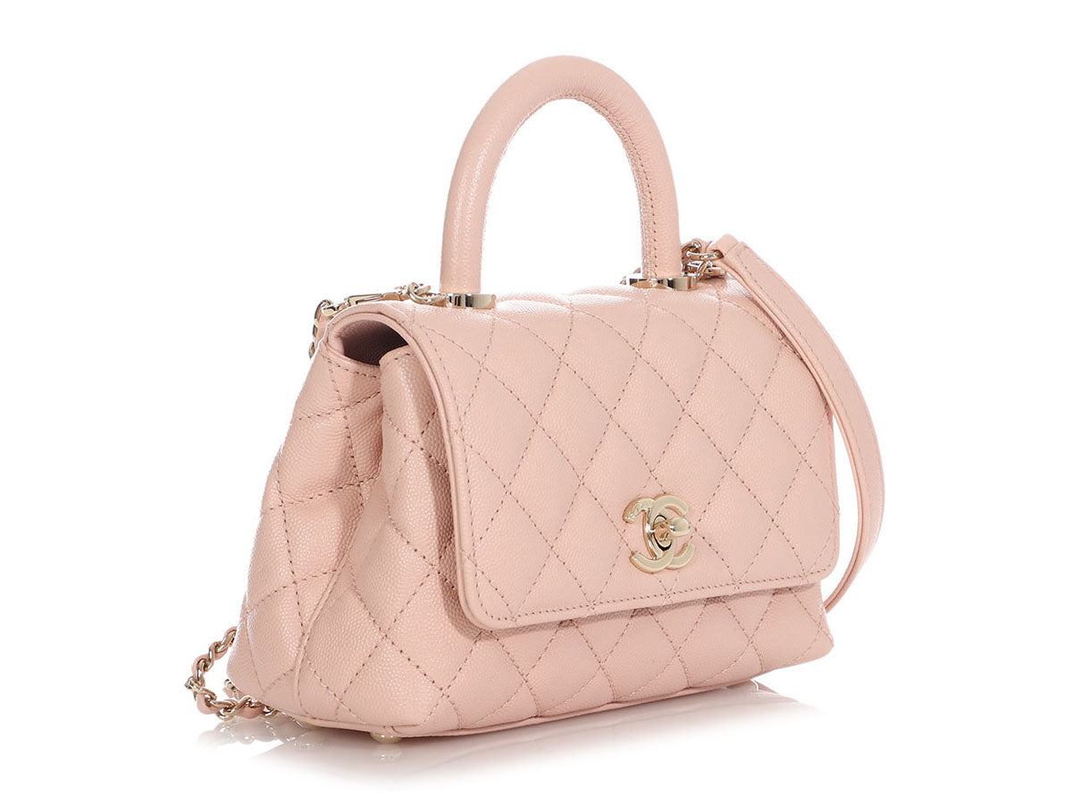 CHANEL 21P Light Pink Caviar Coco Handle Extra Mini 19cm Light Gold Ha –  AYAINLOVE CURATED LUXURIES