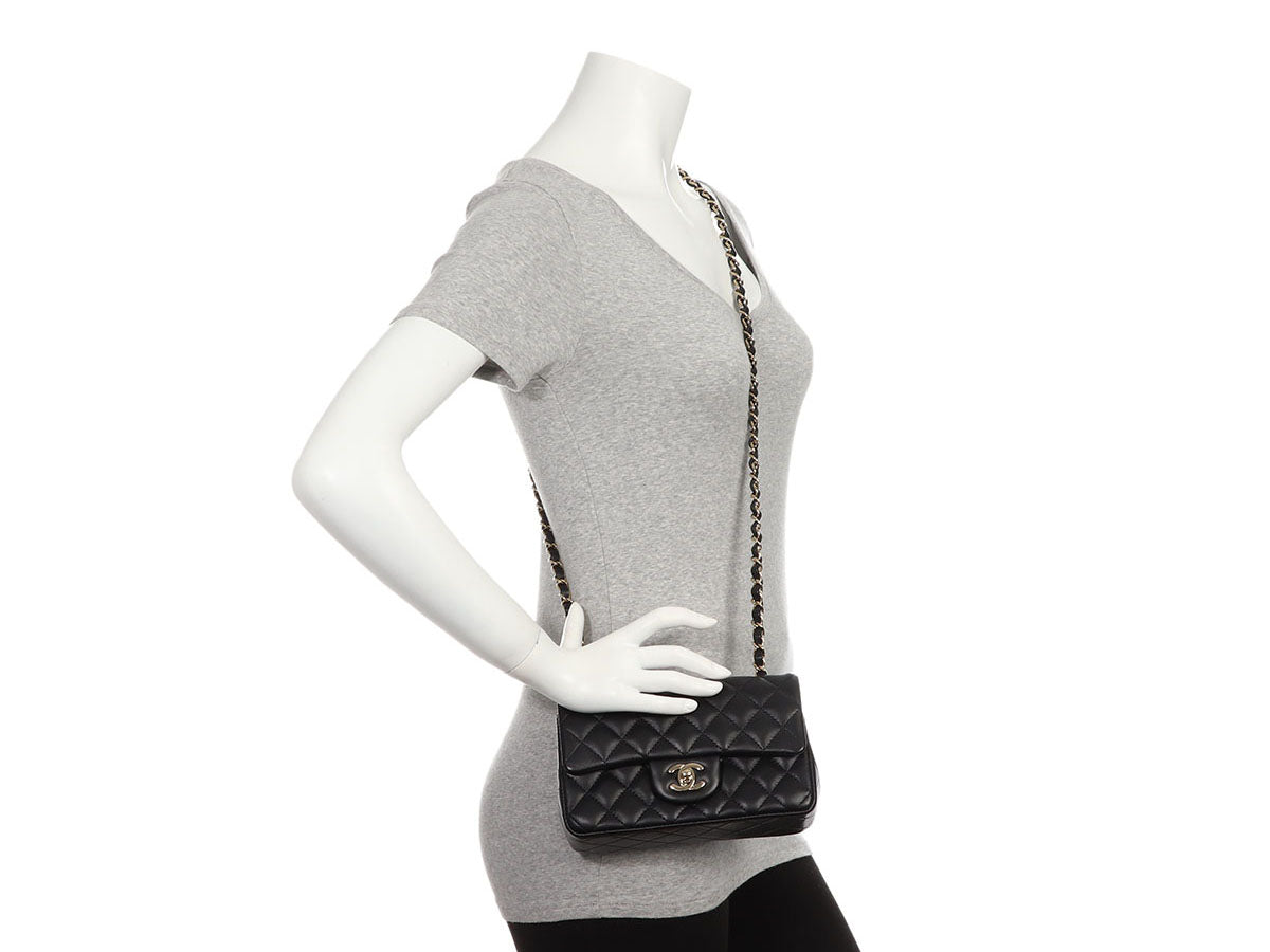 Chanel Black Quilted Lambskin Handbag Mini Q6B04W1IK9014