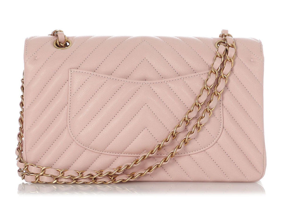 Chanel Pink Chevron-Quilted Calfskin Shoulder Bag