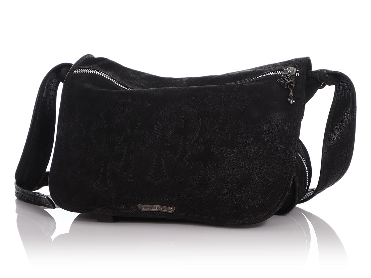 Chrome Hearts Black Distressed Leather Tote - Ann's Fabulous Closeouts